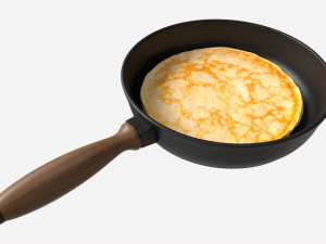 Pancakes on Frying Pan 3D Model