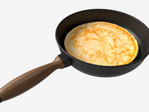 Pancakes on Frying Pan 3D Model