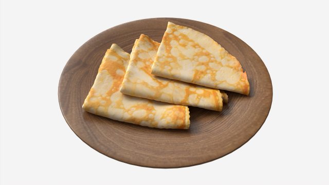 Pancakes Triangular Shape on Plate 3D Model .c4d .max .obj .3ds .fbx .stl .blend 