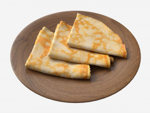 Pancakes Triangular Shape on Plate 3D Model