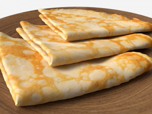 Pancakes Triangular Shape on Plate 3D Model