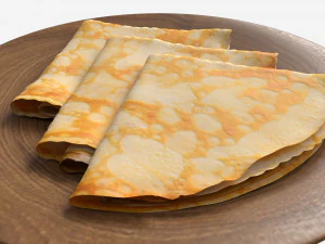 Pancakes Triangular Shape on Plate 3D Model