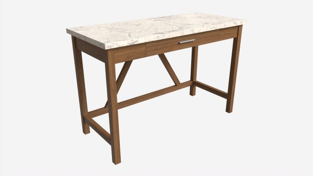 Wood Computer Writing Desk 3D Model .c4d .max .obj .3ds .fbx .stl .blend 
