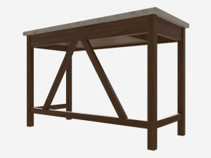 Wood Computer Writing Desk 3D Model