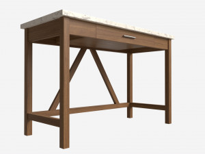Wood Computer Writing Desk 3D Model