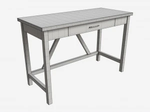 Wood Computer Writing Desk 3D Model