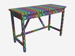 Wood Computer Writing Desk 3D Model