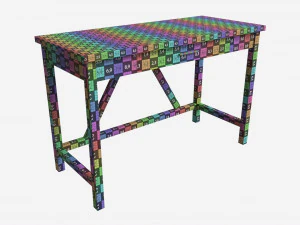 Wood Computer Writing Desk 3D Model