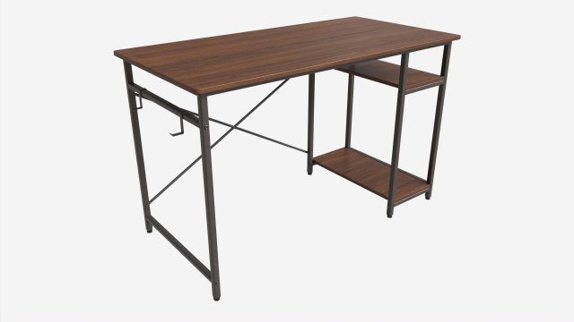 Writing Computer Desk with 2 Shelves 3D Модель .c4d .max .obj .3ds .fbx .stl .blend 