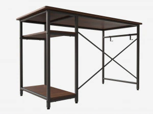 Writing Computer Desk with 2 Shelves 3D Model