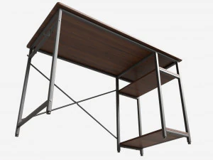 Writing Computer Desk with 2 Shelves 3D Model