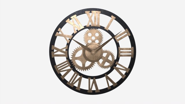 Decorative Gear Wall Clock 3D 模型 .c4d .max .obj .3ds .fbx .stl .blend 