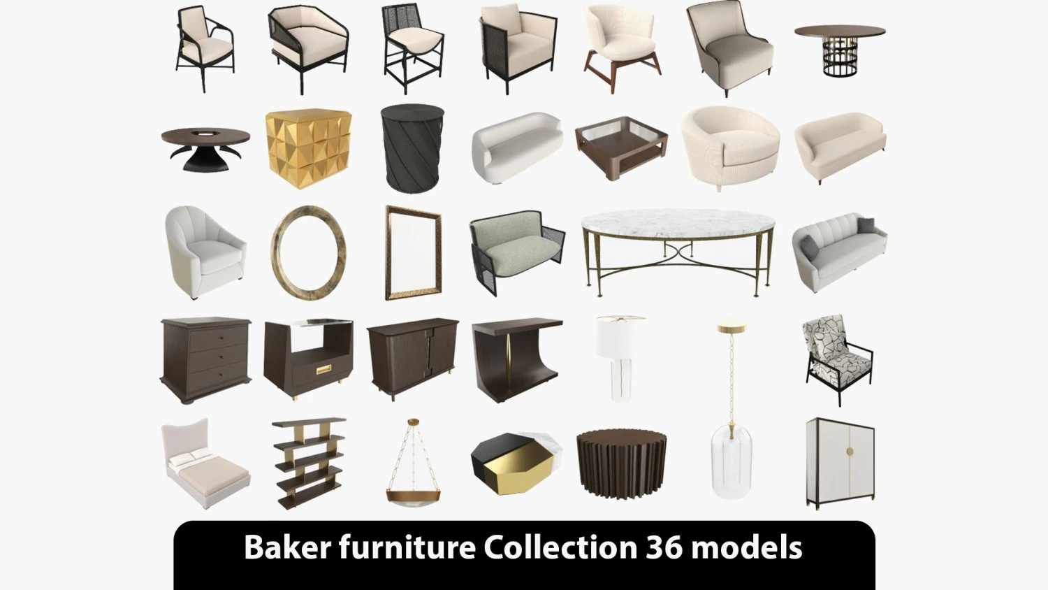 Baker Furniture Collection 2023 3D Model .c4d .max .obj .3ds .fbx .stl .blend 