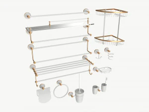 Набор аксессуаров для ванной комнаты, вешалка для полки 3D Модель