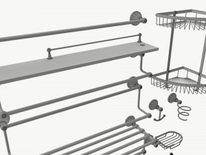 Bathroom Accessory Set Shelf Hanger Modelo 3D