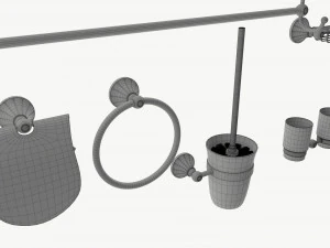 Bathroom Accessory Set Shelf Hanger 3D Model