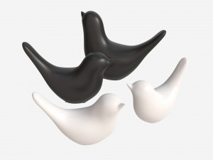 Decorative Ceramic Birds Set Model 3D