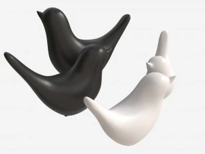 Conjunto de p&aacute;ssaros decorativos em cer&acirc;mica Modelo 3D