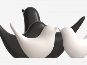 Conjunto de p&aacute;ssaros decorativos em cer&acirc;mica Modelo 3D