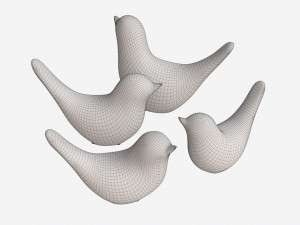Decorative Ceramic Birds Set Modello 3D