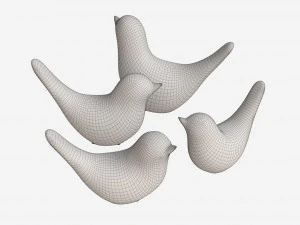Conjunto de p&aacute;ssaros decorativos em cer&acirc;mica Modelo 3D