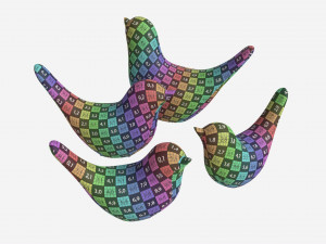 Decorative Ceramic Birds Set Modello 3D