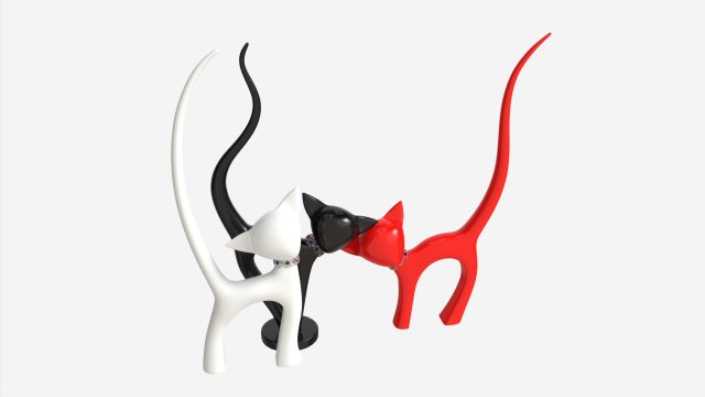 Decorative Ceramic Cats Set 3D Model .c4d .max .obj .3ds .fbx .stl .blend 