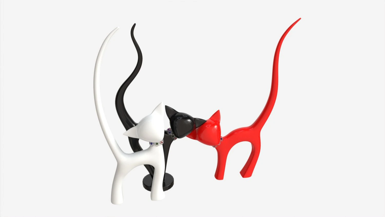 Decorative Ceramic Cats Set 3D Model .c4d .max .obj .3ds .fbx .stl .blend