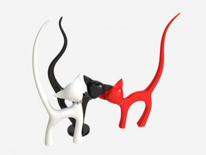 Decorative Ceramic Cats Set Model 3D
