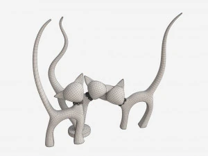 Decorative Ceramic Cats Set 3D Model