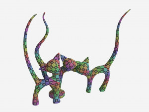Decorative Ceramic Cats Set 3D Model