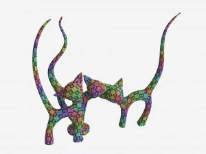 Decorative Ceramic Cats Set 3D Model