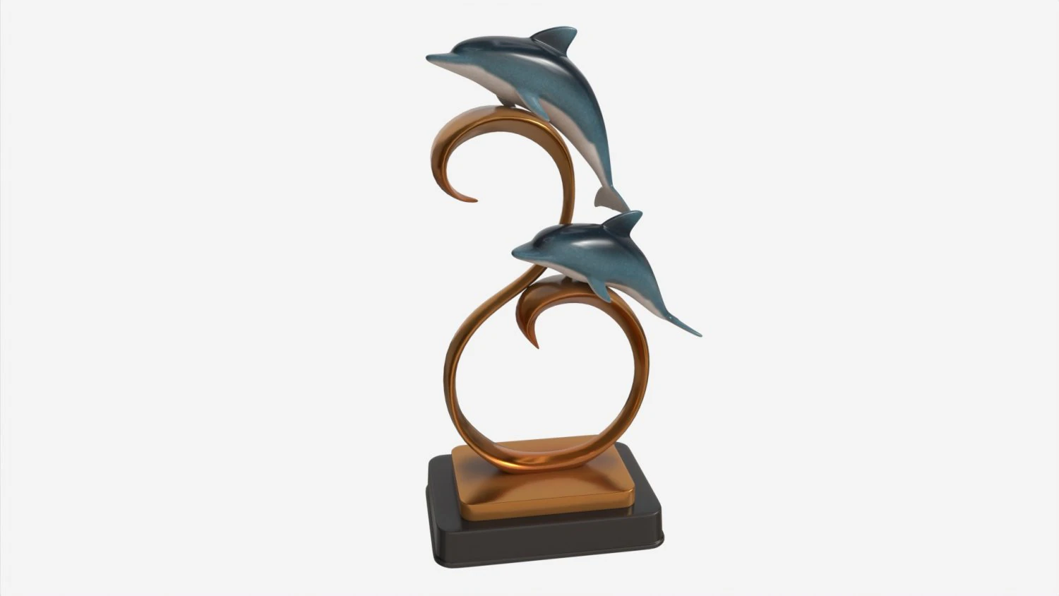 Decorative Ceramic Dolphins Statuette 3D Model .c4d .max .obj .3ds .fbx .stl .blend