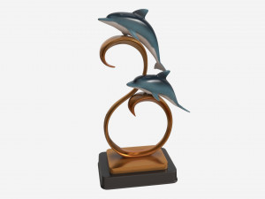 Decorative Ceramic Dolphins Statuette Model 3D