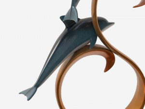 Decorative Ceramic Dolphins Statuette 3D Model