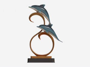 Decorative Ceramic Dolphins Statuette 3D Model