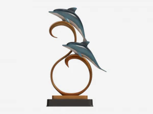 Decorative Ceramic Dolphins Statuette 3D Model