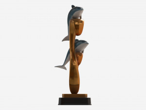 Decorative Ceramic Dolphins Statuette 3D Model