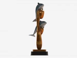 Decorative Ceramic Dolphins Statuette 3D Model