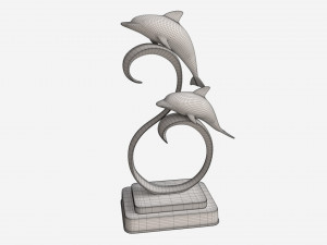 Decorative Ceramic Dolphins Statuette 3D Model