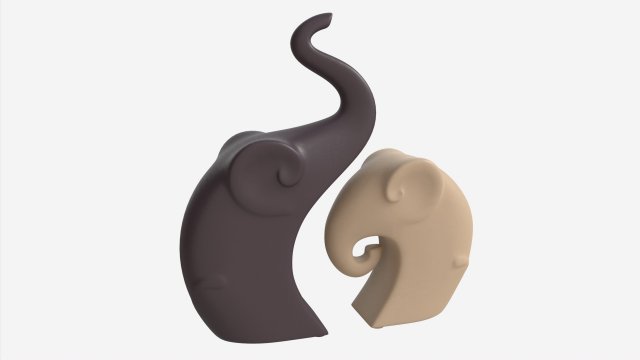 Decorative Ceramic Elephants Set Modelo 3D .c4d .max .obj .3ds .fbx .stl .blend 