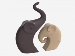 Decorative Ceramic Elephants Set Model 3D
