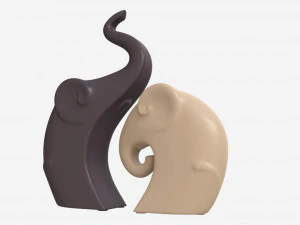 Set di elefanti decorativi in ​​ceramica Modello 3D