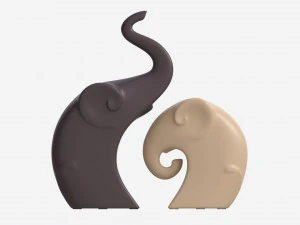 Set di elefanti decorativi in ​​ceramica Modello 3D