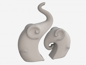 Decorative Ceramic Elephants Set Modelo 3D