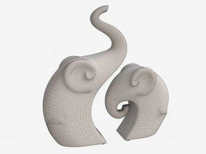 Set di elefanti decorativi in ​​ceramica Modello 3D