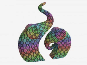 Set di elefanti decorativi in ​​ceramica Modello 3D