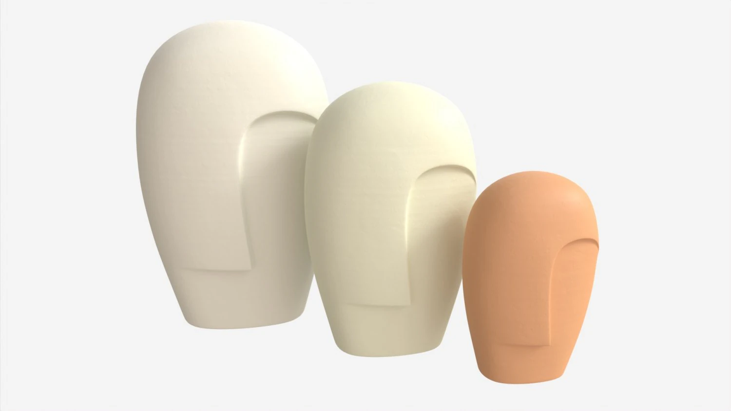 Decorative Ceramic Face-vases Set 3D Model .c4d .max .obj .3ds .fbx .stl .blend 
