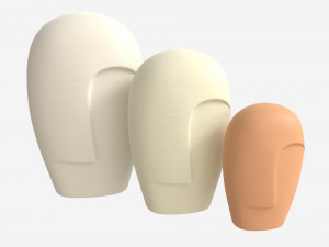 Decorative Ceramic Face-vases Set Model 3D