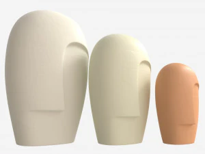 Decorative Ceramic Face-vases Set 3D Model